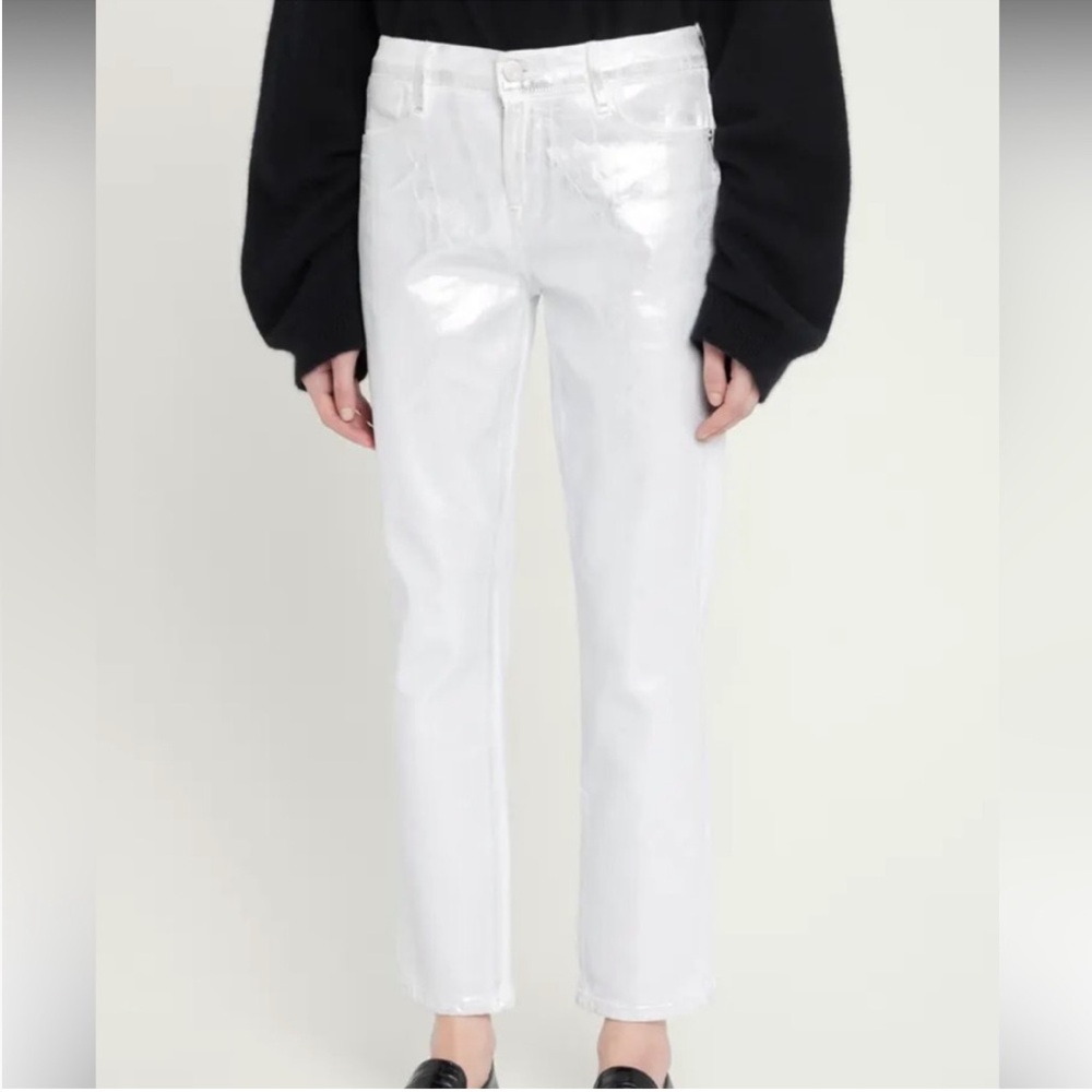Frame Metallic Le High Straight Cropped Jeans- Size 30 NWOT